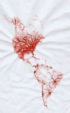 Mapa America circulatorio. Xil Buffone.